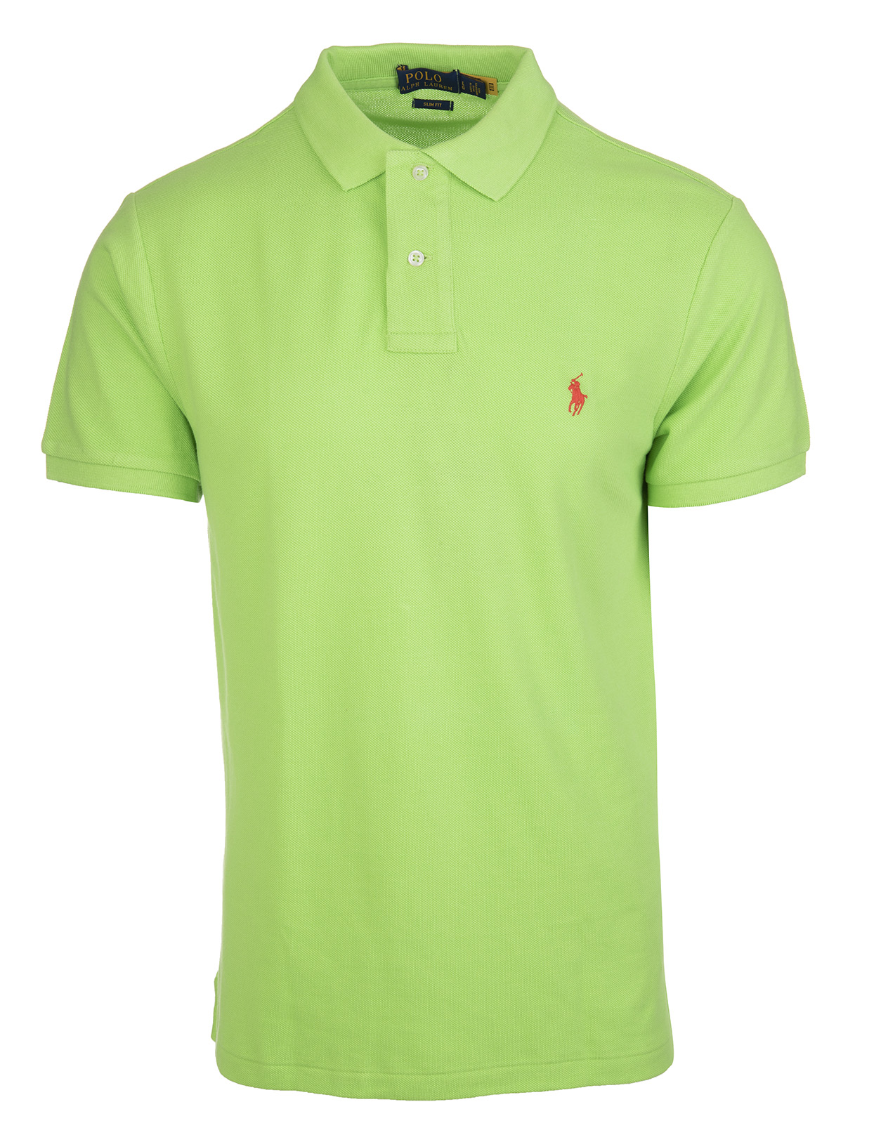 Light Green And Red Slim-Fit Pique Polo Shirt
